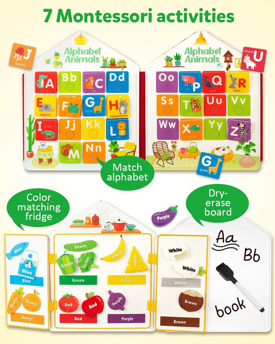 Coogam Kugans Kinder fühlen Sich beschäftigt mit Montessori Bücher, geschäftige Aktivitäten mit sens