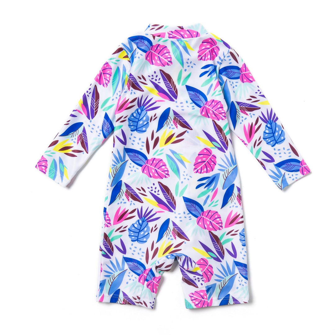 BONVERANO Baby Mädchen Recycelter Badeanzug mit einem durchgehendem Reissverschluss UV-Schutz 50+ 3-