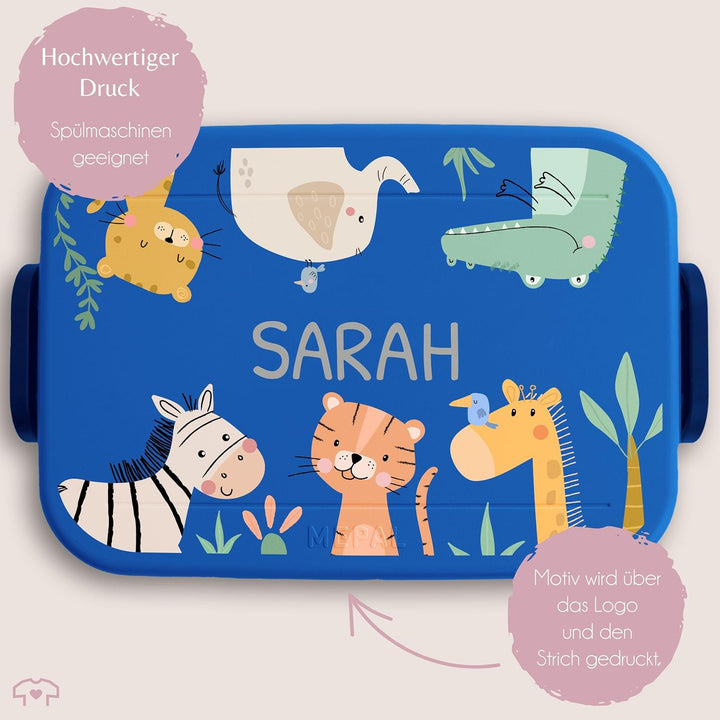 Kinder Bento Box Midi Lunchbox für Mepal Bentobox - Zootiere Afrika Tiere Elefant Zebra Tiger Giraff