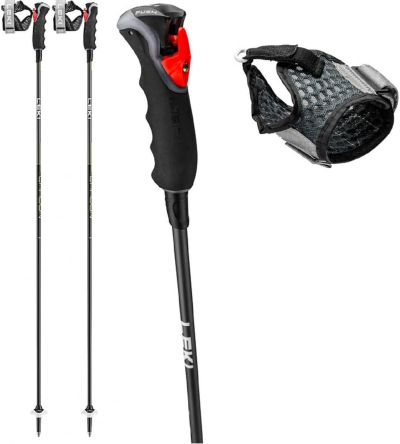 LEKI Carbon 12 3D Skistöcke Black - Dark Anthracite - Neonyellow 130, Black - Dark Anthracite - Neon