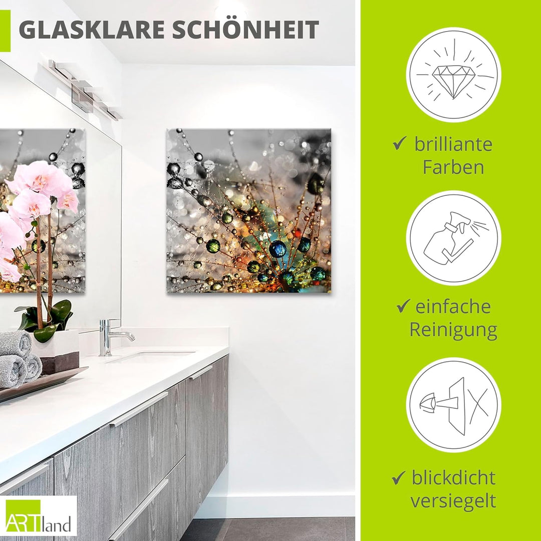 ARTland Wanddeko Glasbilder Wandbild Glas Bild einteilig 20x20 cm Quadratisch Natur Botanik Blumen P