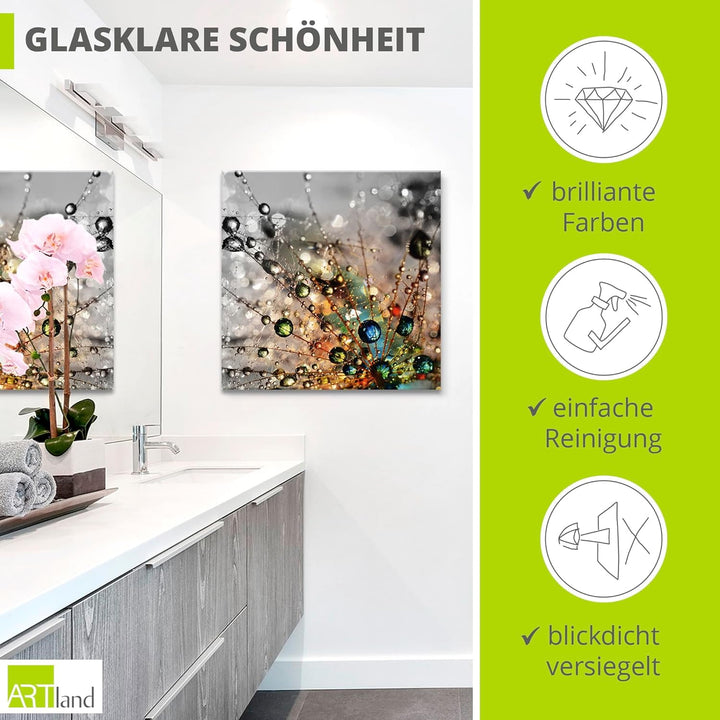 ARTland Wanddeko Glasbilder Wandbild Glas Bild einteilig 20x20 cm Quadratisch Natur Botanik Blumen P