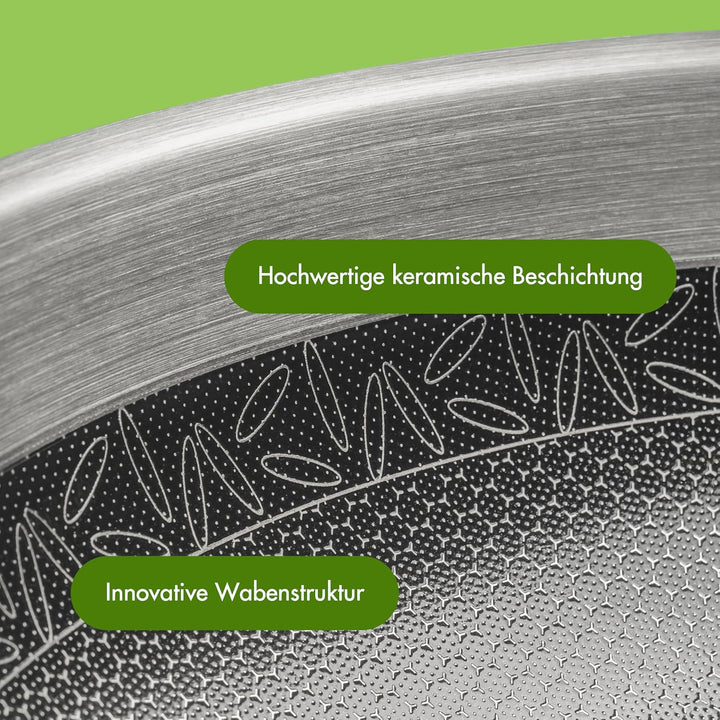 Reishunger Premium Edelstahl Wok – 32 cm Durchmesser – mit keramischer Antihaft-Beschichtung – Frei