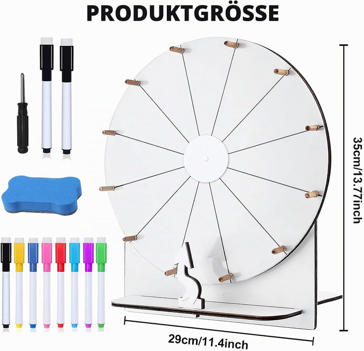 Glücksrad Zum Drehen, 29 Cm Hölzernes Glücksrad, Glücksrad Zum Selbstgestalten Mit Radiergummi Marki