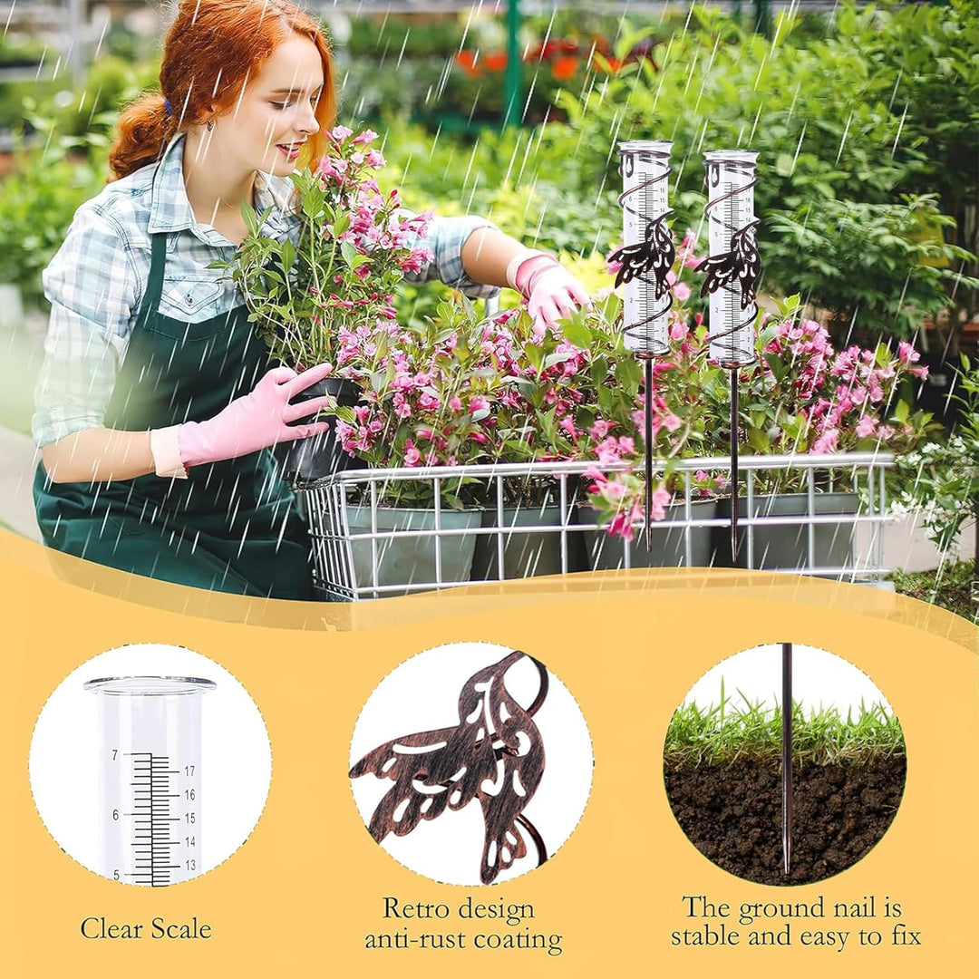 LSRVNM Regenmesser für Garten, Niederschlagsmesser mit Erdspiess, Glas-Regenmesser mit Klarer Skala,