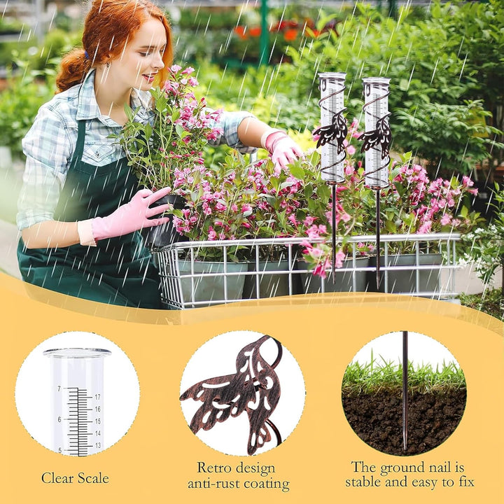 LSRVNM Regenmesser für Garten, Niederschlagsmesser mit Erdspiess, Glas-Regenmesser mit Klarer Skala,