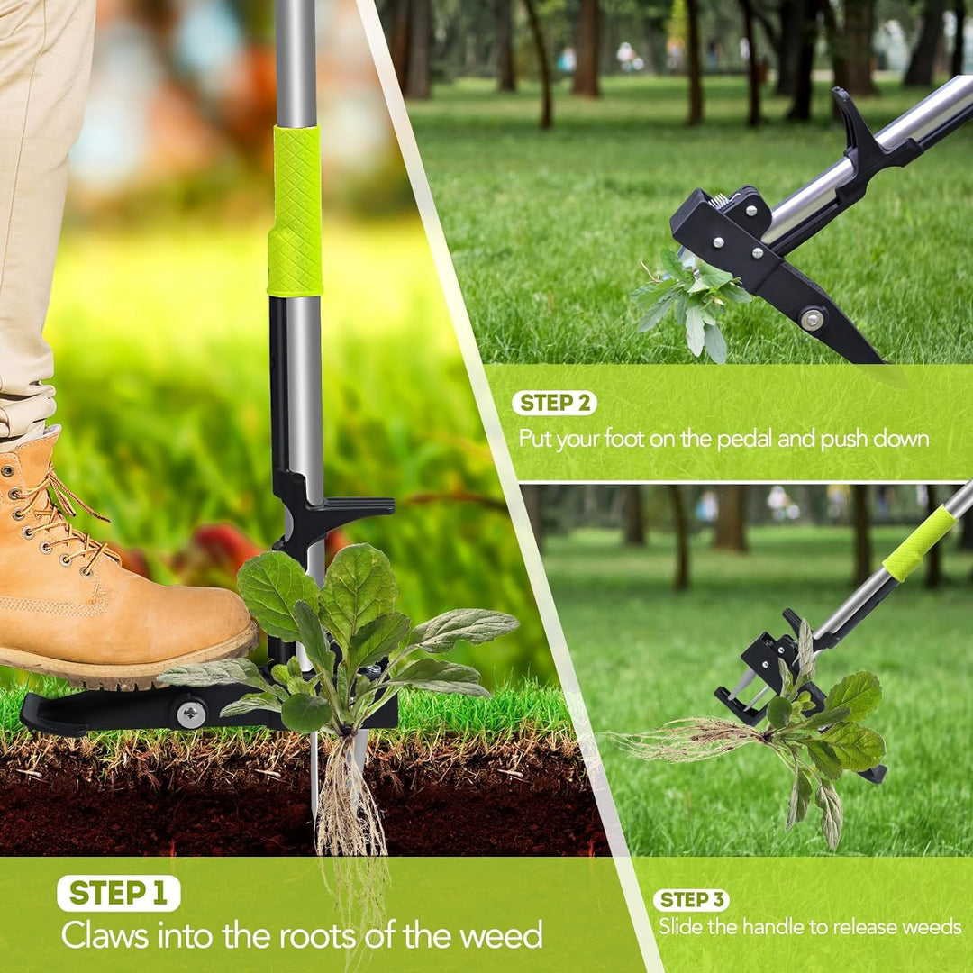Gardtech aufstehen Unkrautstecher, 40-47 Zoll Unkrautabzieher mit langem Griff, Deluxe 4-Klauen-Unkr