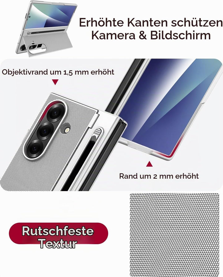 Miimall Kompatibel mit Samsung Galaxy Z Fold 7 Hülle mit S-Pen &amp; Stifthalter, [HD Displayschutz] Ult