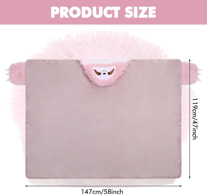 Rosa Faultier Kuscheldecke mit Ärmeln und Kapuze, Faultier Geschenk für Frauen, Weihnachtsgeschenke