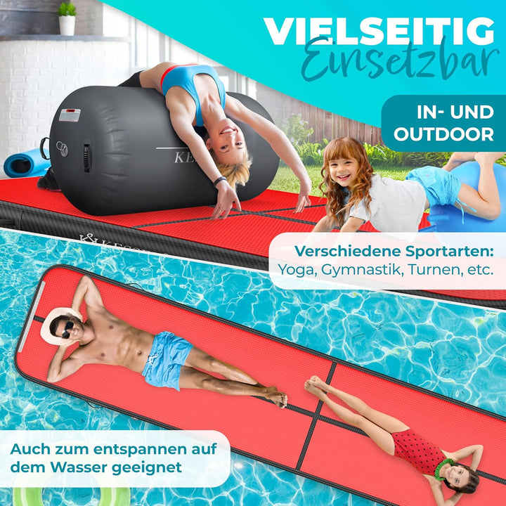 KESSER® Turnmatte Aufblasbar Airtrack Fitness-Matte Gymnastikmatte | inkl. Tragetasche & elektr. Luf