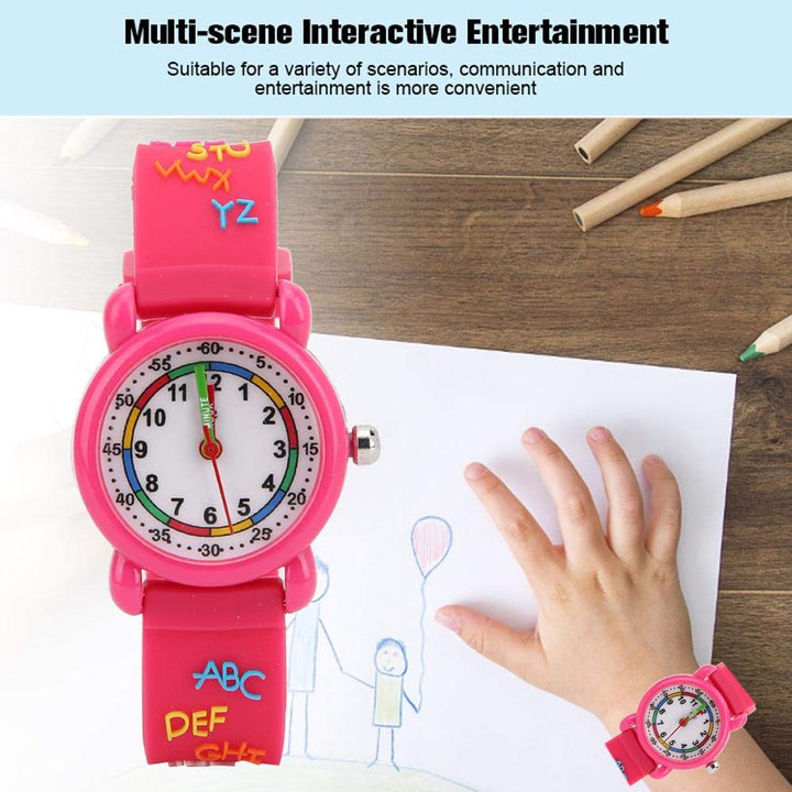 Kinder Cartoon Uhr, Briefmuster wasserdichte Kinder Armbanduhr PU Armband Armbanduhr für Kinder Klei