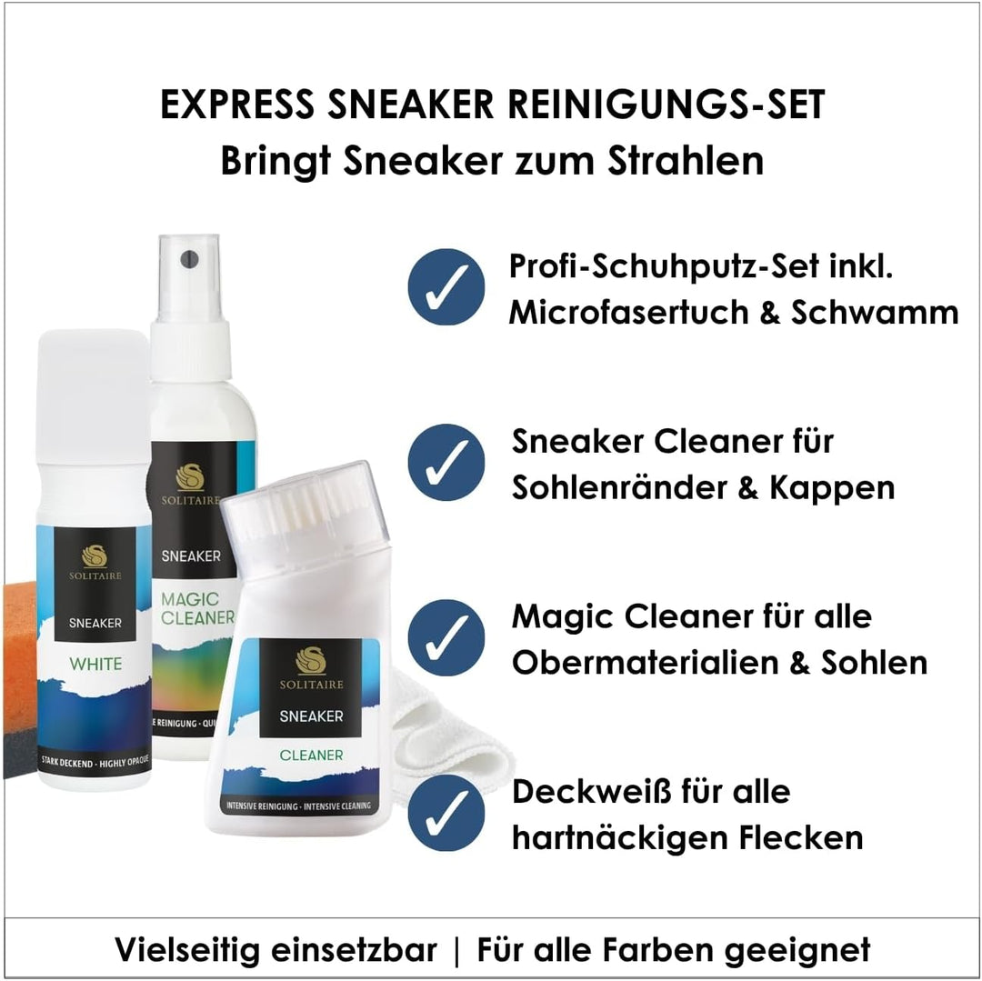 SOLITAIRE Premium Sneaker White Set | für strahlend weisse Sneaker | inkl. Intensiv-Reiniger, Midsol