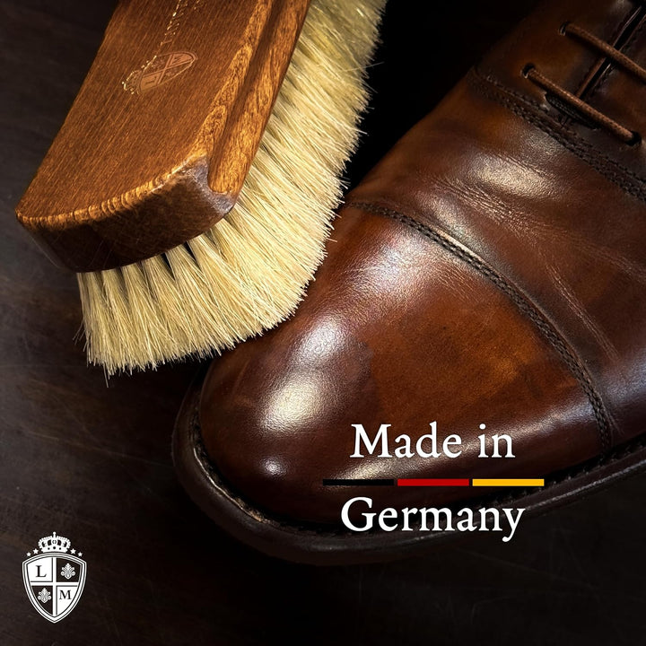 Langer & Messmer 4er-Set Schuhbürsten aus Rosshaar für die professionelle Schuhpflege von Schuhen au