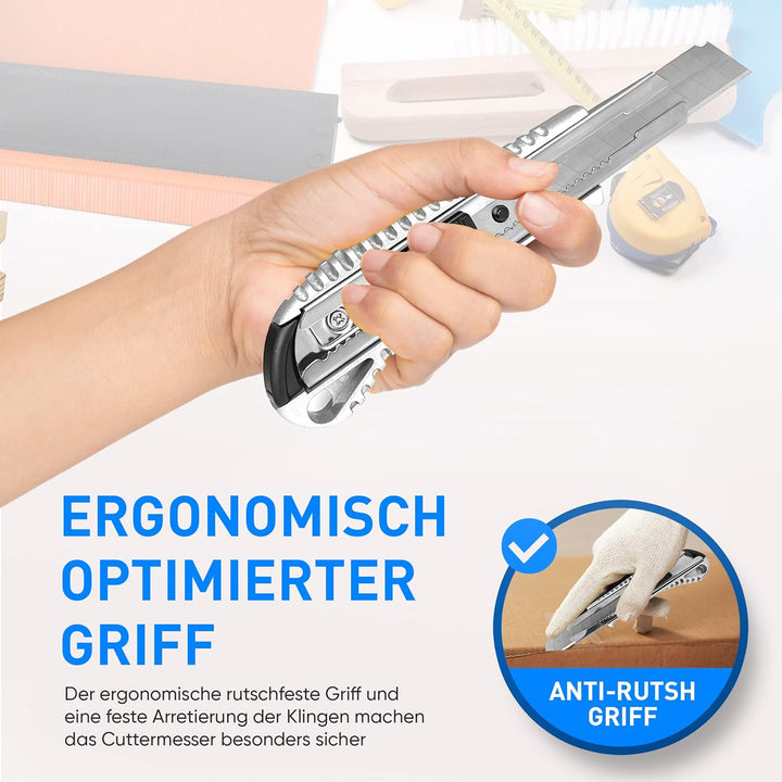 SANAWATEC 5x Cuttermesser profi 18mm + 30x Abbrechklingen Teppichmesser profi Katamesser cutter mess