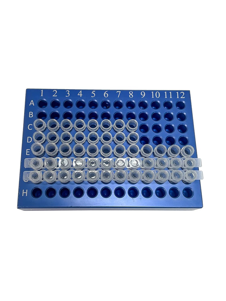 MUHWA 96 Well Aluminium-Kühlblock für 0,2 ml PCR-Mikroröhren, 8 x 12 Array, blau, 1 Stück 0.2ml-96 W