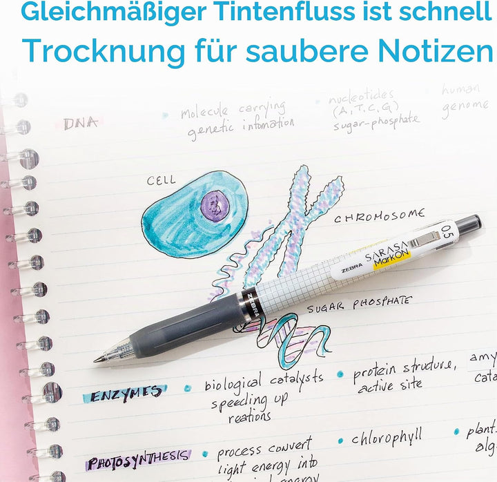 Zebra Pen Sarasa Mark ON Gel-Druckstift, feine Spitze, 0,5 mm, schwarze Tinte, 12 St ck