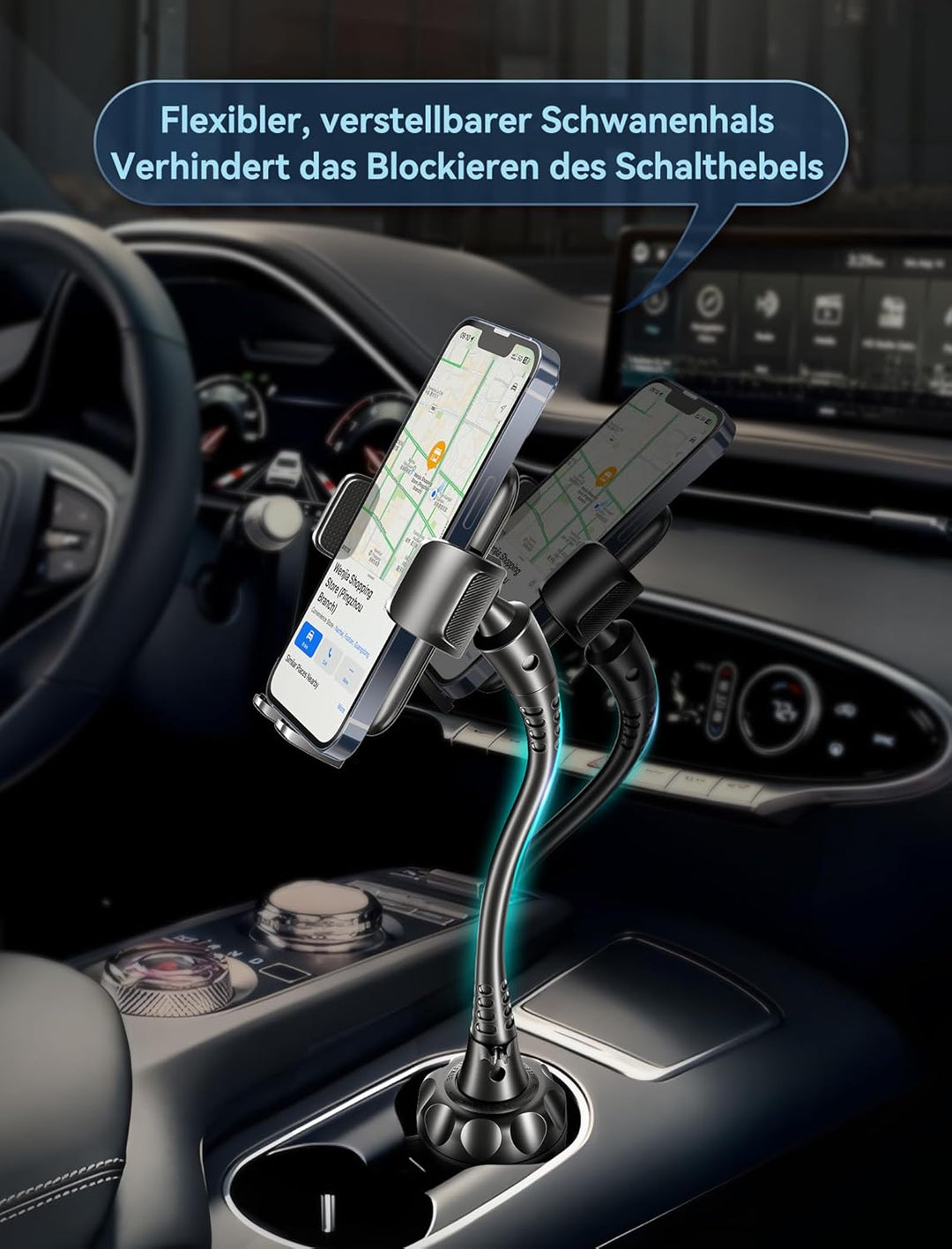 Topgo Handyhalterung für Getränkehalter, universal Verstellbarer Schwanenhals, Becherhalter Kfz-Halt