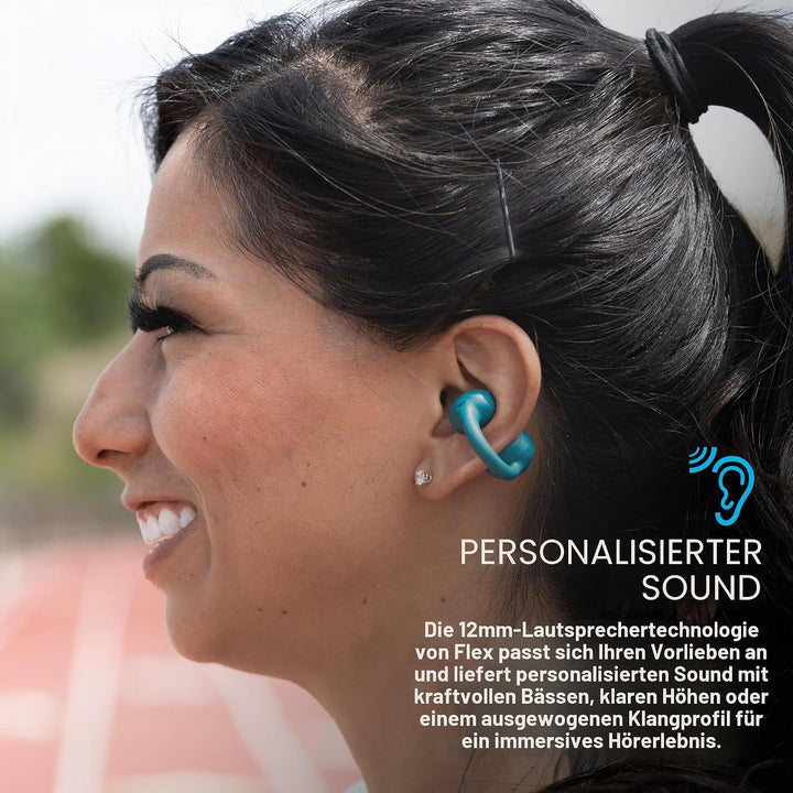 JLab Flex Open Ear Kopfhörer - Open Ear Earbuds, Manschetten-Design Clip-On-Kopfhörer, 21 Stunden Ak
