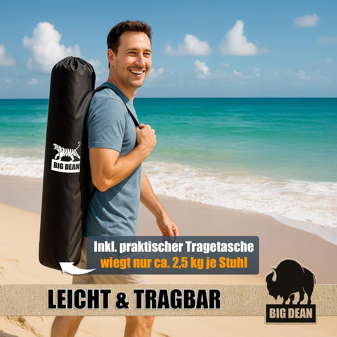 BigDean 2er Set Campingstuhl extra hohe Lehne max. 150kg belastbar