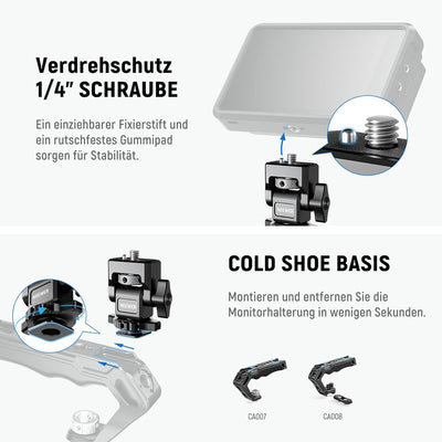 NEEWER Feldmonitorhalterung mit Cold Shoe,1/4" Schraube für 5" & 7" Kamera Monitor Mount, 360° drehb