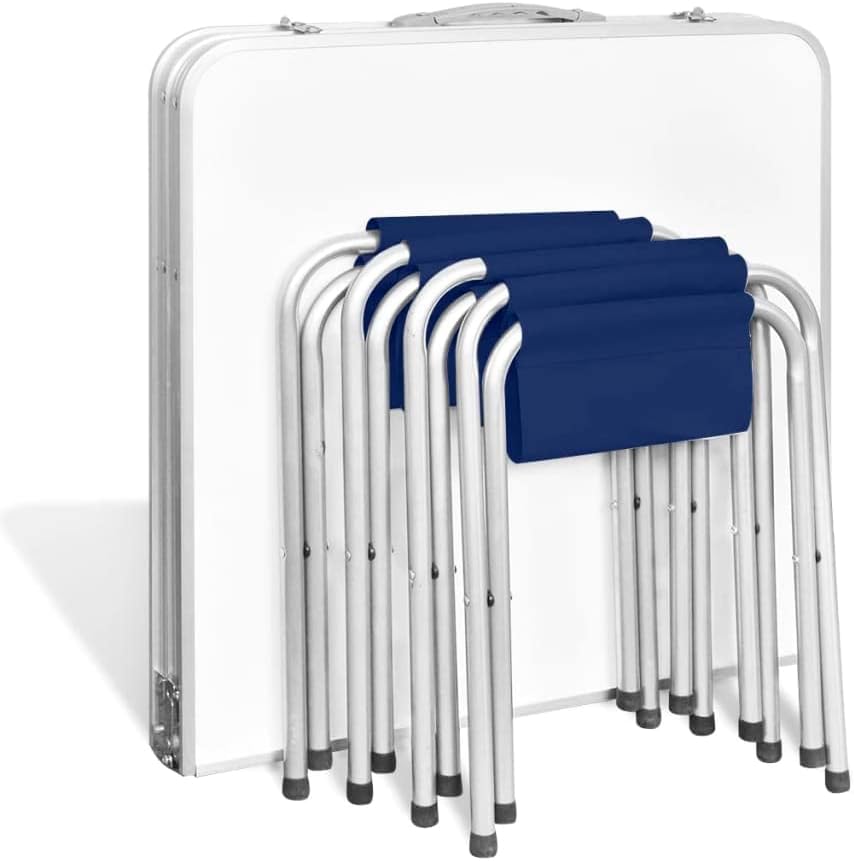 vidaXL Klapptisch 4 Hocker Outdoor Garten Party Camping Picknick Tisch Set 47.2"x23.6" with 4 Stools