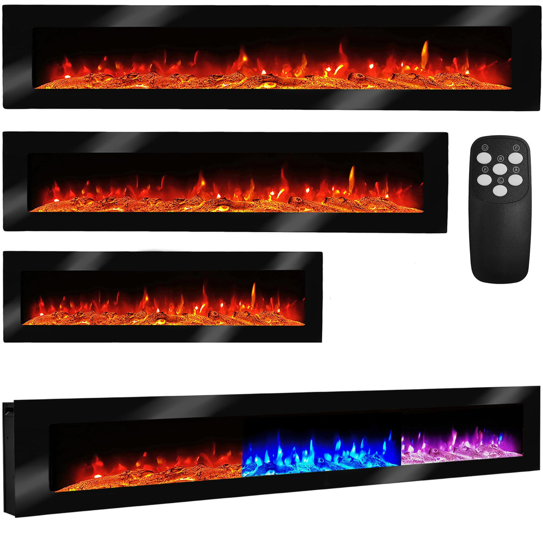 Elektrokamin Wandkamin Luna 180cm mit LED Flammensimulation - Farbwechsel - inkl. Fernbedienung, Tim