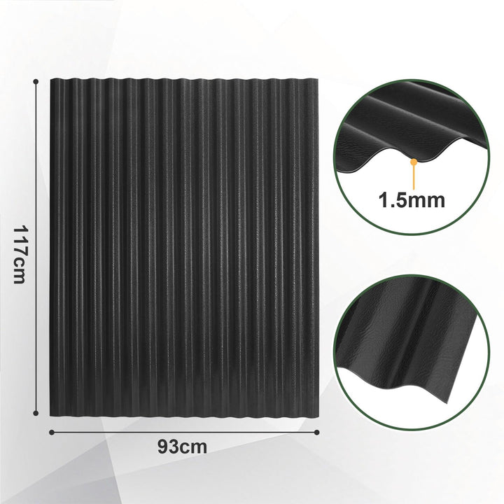24x Wellplatten für Dach,117x93cm=26,11m²,1,5 mm ASA-PVC Schwarz | Wellblech Kunststoff, Rostfrei,UV