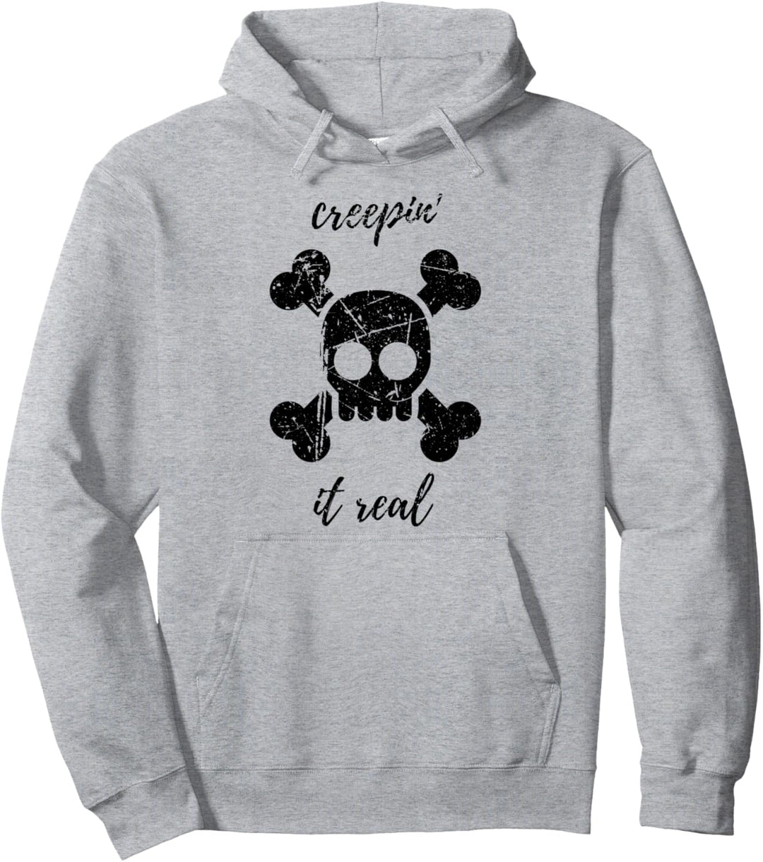 Scary Halloween Süsses oder Saures Creepin 'It Real Skull Pullover Hoodie