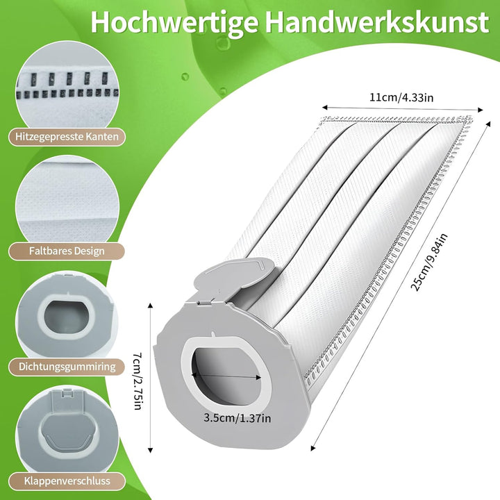 12 Stück Staubsaugerbeutel für Vorwerk Kobold VK7 FP7,Filtertüten für Vorwerk Akkusauger VK7 FP7,Ers