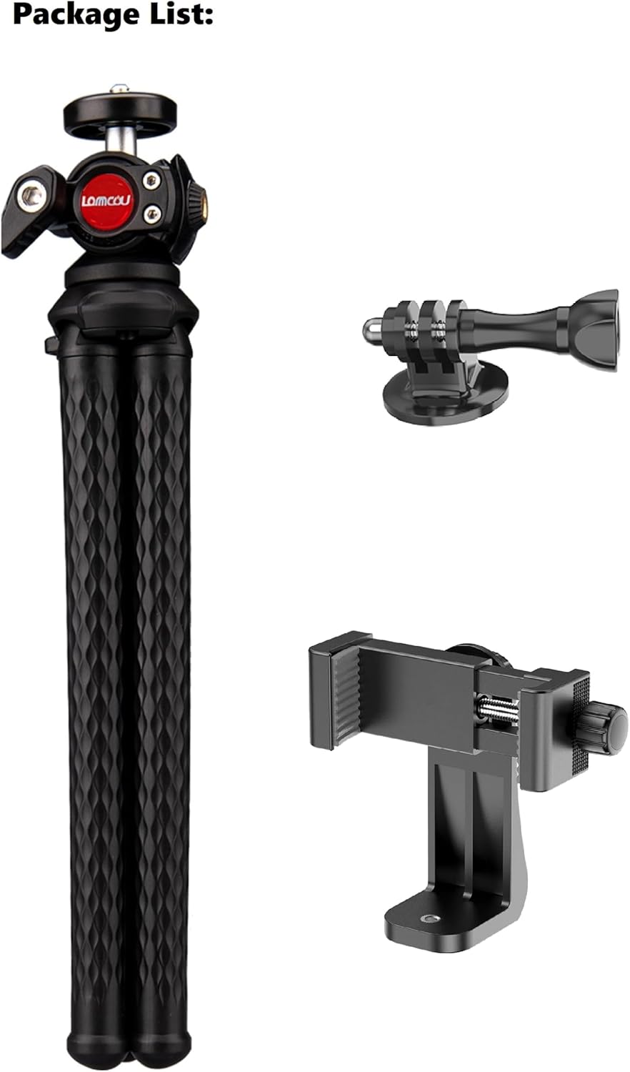 Handy Stativ, Lammcou Flexibel Stativ für Smartphone mit Voll Schwenkbar Kugelneiger & Vertikale und
