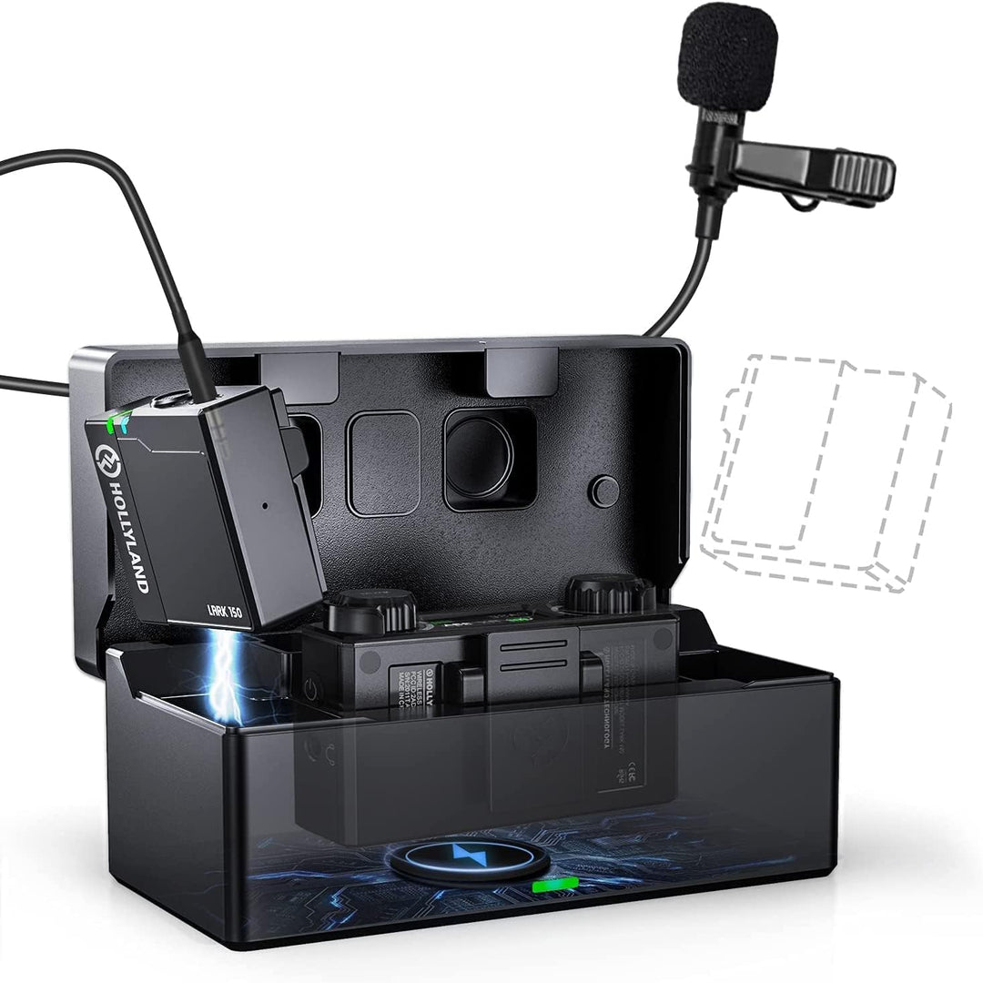 Hollyland Lark 150 Wireless Lavalier Mikrofon mit Aufladebox für Smartphone Kamera Camcorder 2.4GHz