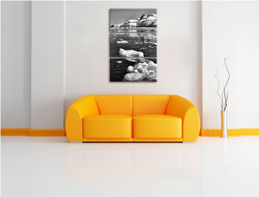 Pixxprint Eisberge im Meer Arktis als Leinwandbild/Grösse: 3 Teilig (120x80) cm/Wandbild/Kunstdruck/