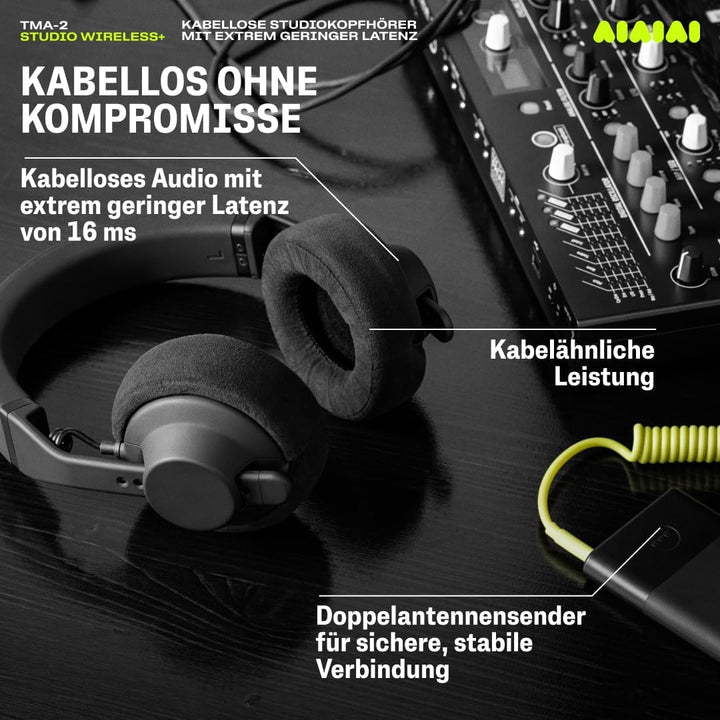AIAIAI TMA-2 Studio Wireless+ Black Headphones - Premium Bluetooth Kopfhörer Over Ear - Professionel