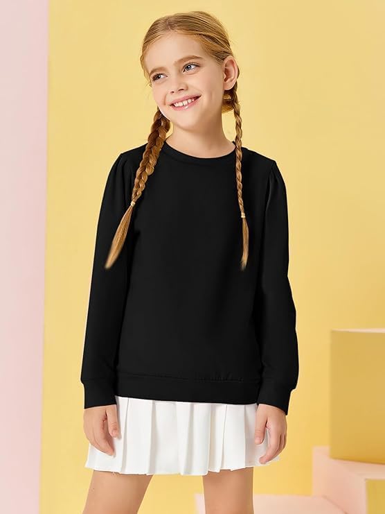 Haloumoning Mädchen Langarm T-Shirt Baumwolle Rundhals Top Leichtgewicht Sport Langarmshirt Basic Ca