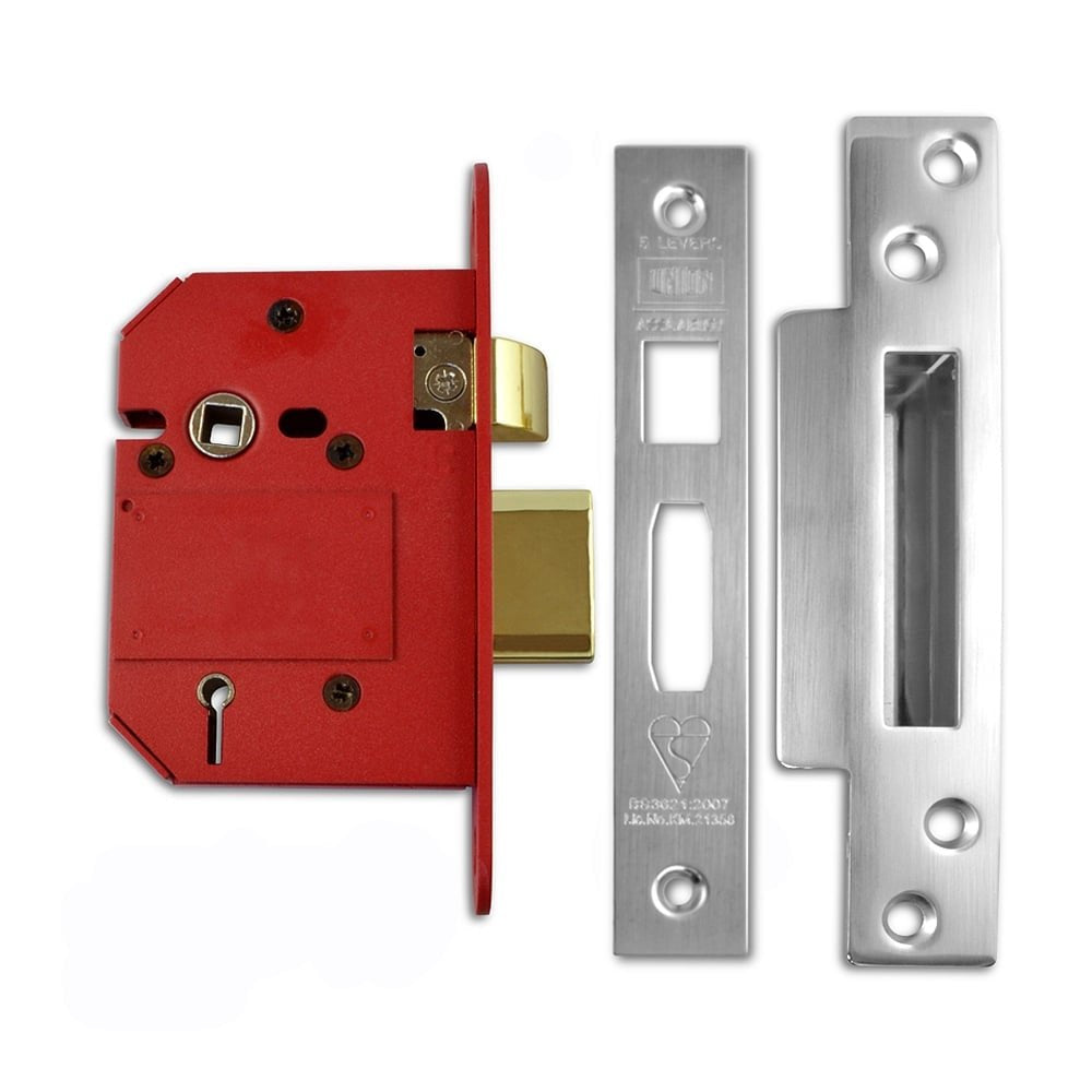Union Locks Strongbolt 2200S BS 5 Einsteckschloss mit Vorreiber und 5 Zuhaltungen, 68 mm, Oberfläche