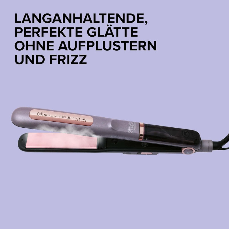 Bellissima Steam Ceramic&Argan Oil, Dampfglätter, Keramikbeschichtung und Arganöl, 3 Temperaturstufe