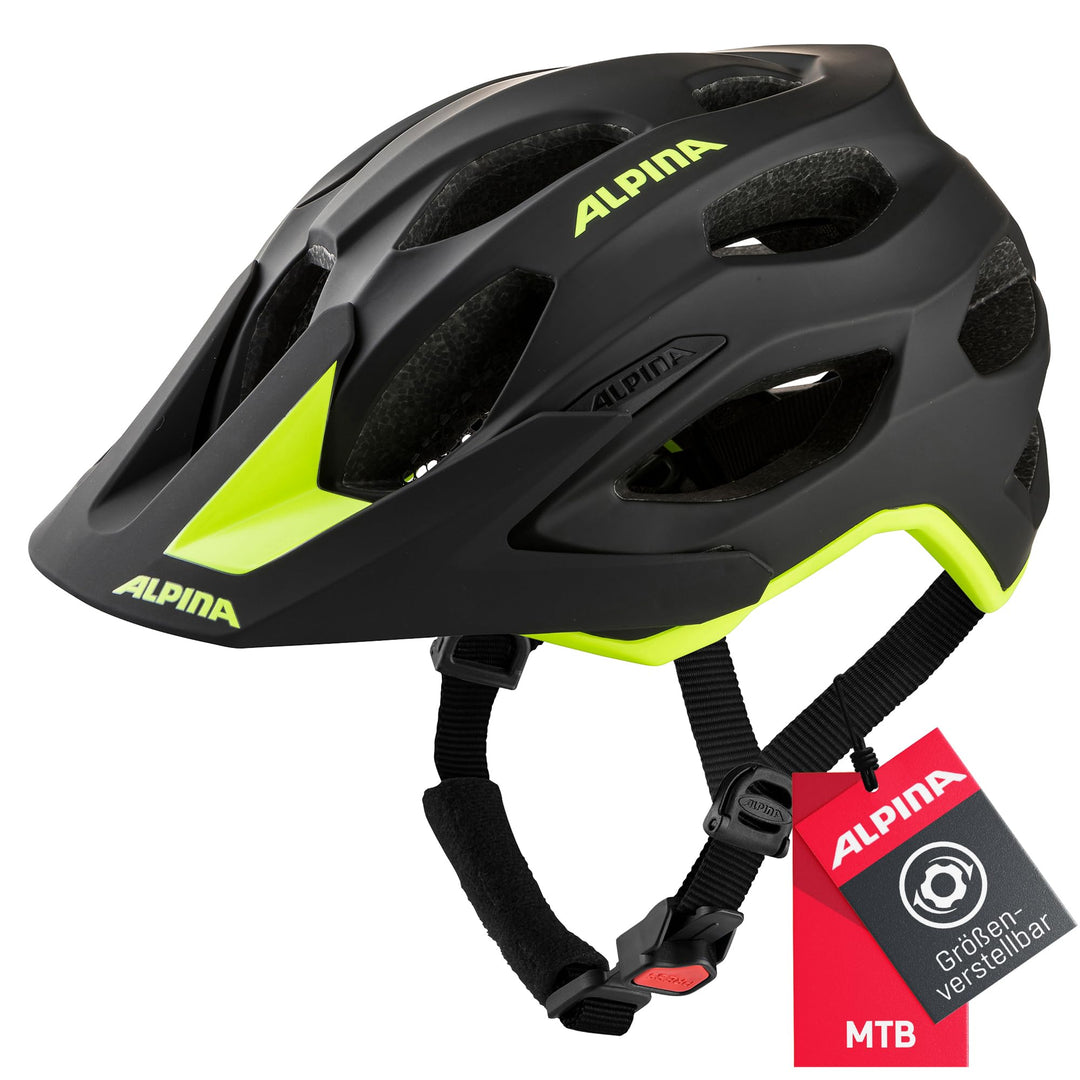 ALPINA Unisex - Erwachsene, CARAPAX 2.0 Fahrradhelm, black-red, 52-57 cm black-neon yellow matt 52-5