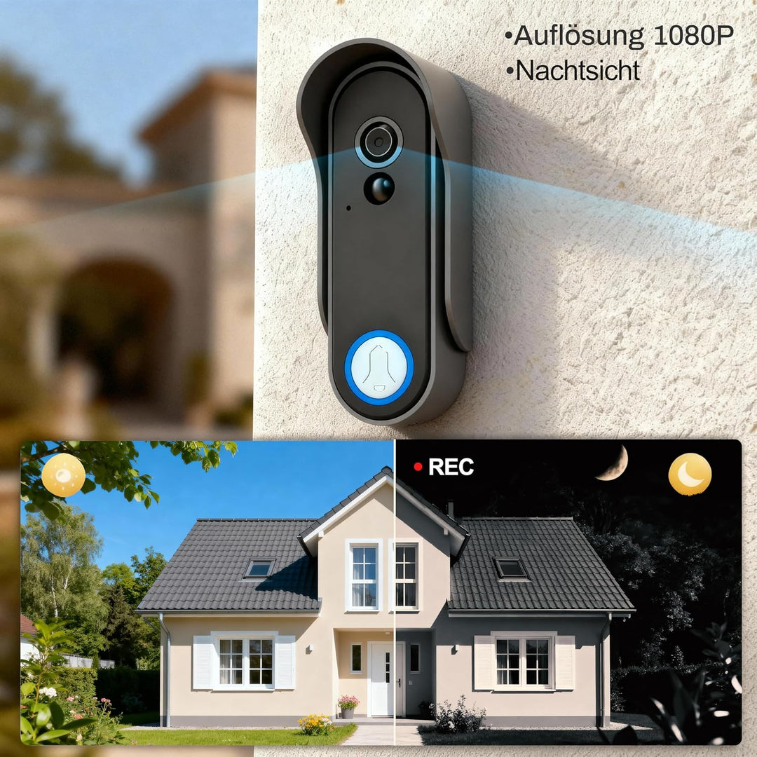 SIMBAILAI 8 Zoll WLAN Kabellose Video Türsprechanlage, Ultradünner Körper, 1080p Touchscreen, Unters