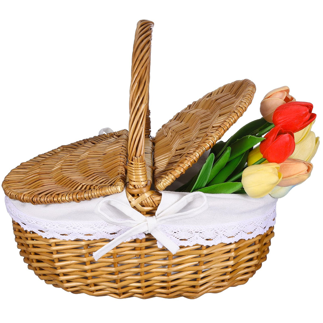 Toddmomy 1 Stück Weiden-Picknickkorb Mit Deckel Und Griff Leere Picknickkörbe Im Vintage-Stil Für Pi