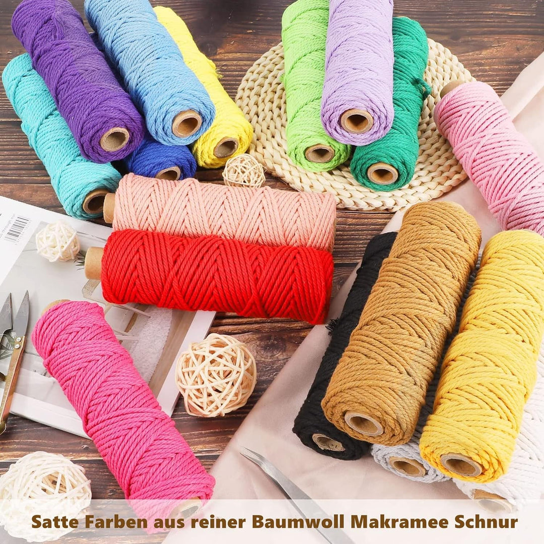 Makramee Garn 3mm x 30M, 18 Stück Baumwollgarn Baumwollkordel Baumwollseil Baumwollschnur Macrame Ga