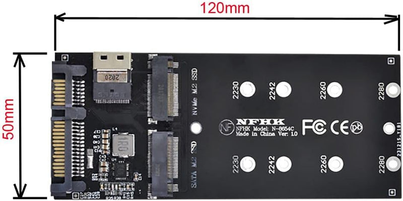 Chenyang M.2 NVME PCIE SSD auf SFF-8654 & NGFF SATA SSD auf SATA 2 in 1 Kombi Adapter für Mainboard