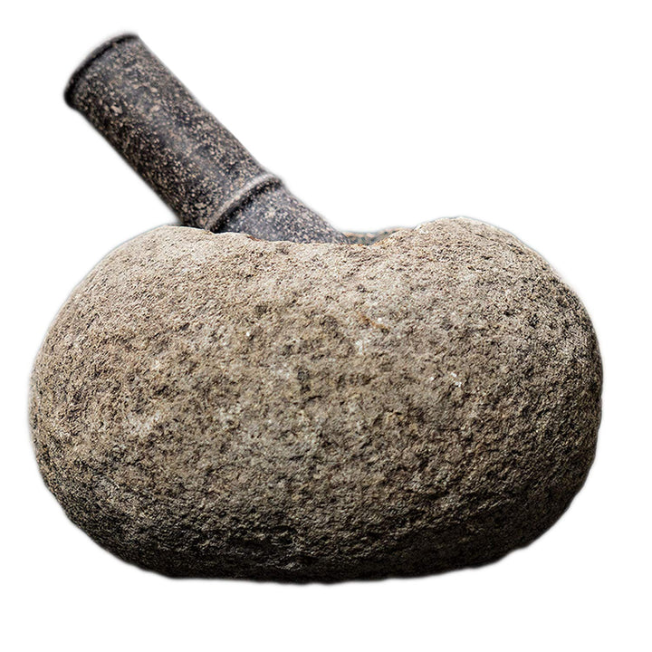 Handgefertigter Naturstein Mörser mit Stössel - Schwerer Vulkanischer Flussstein Gewürzmörser (2,5-3