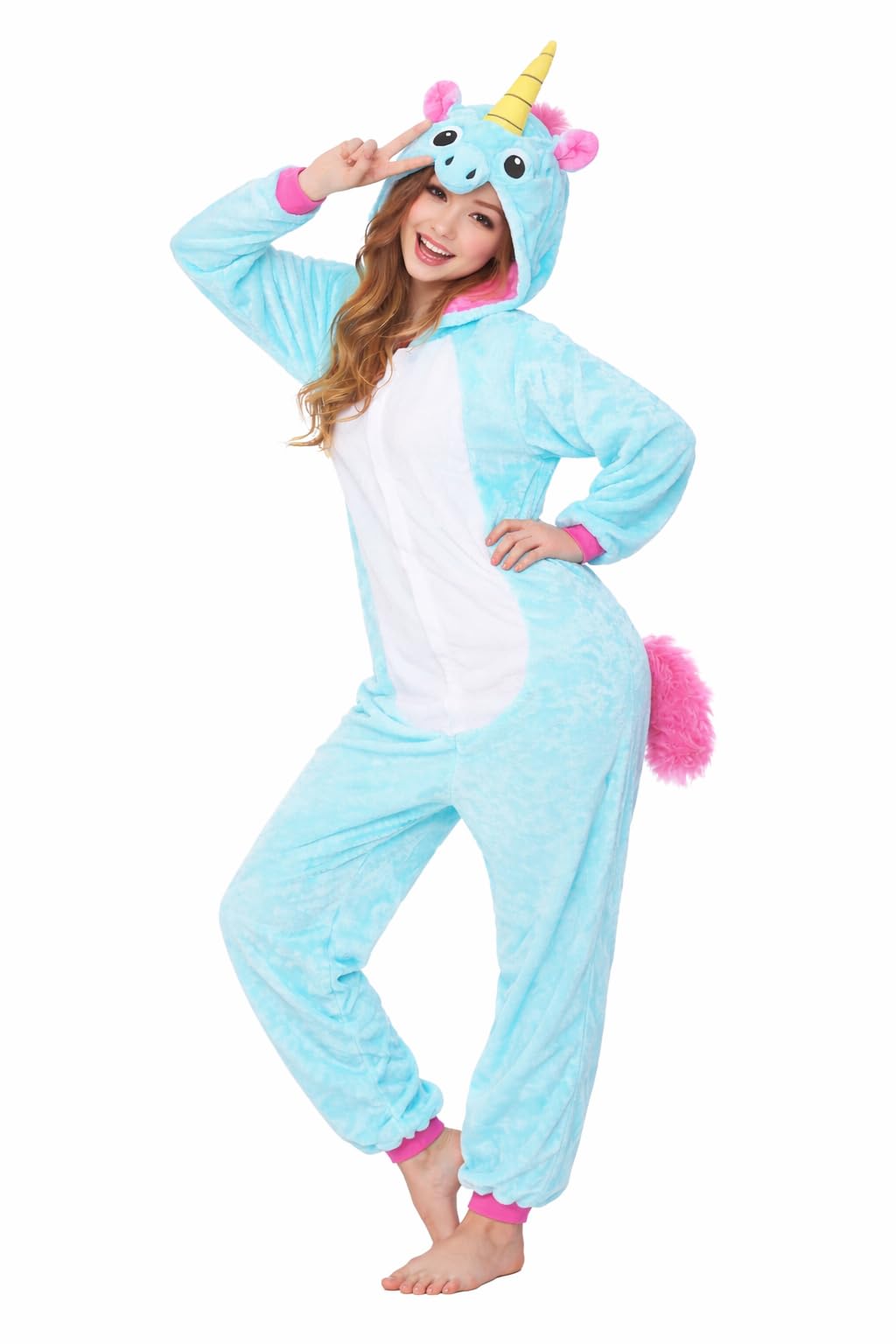 Katara 1744 - Einhorn türkis/rosa Kostüm-Anzug Onesie/Jumpsuit Einteiler Body für Erwachsene Damen H