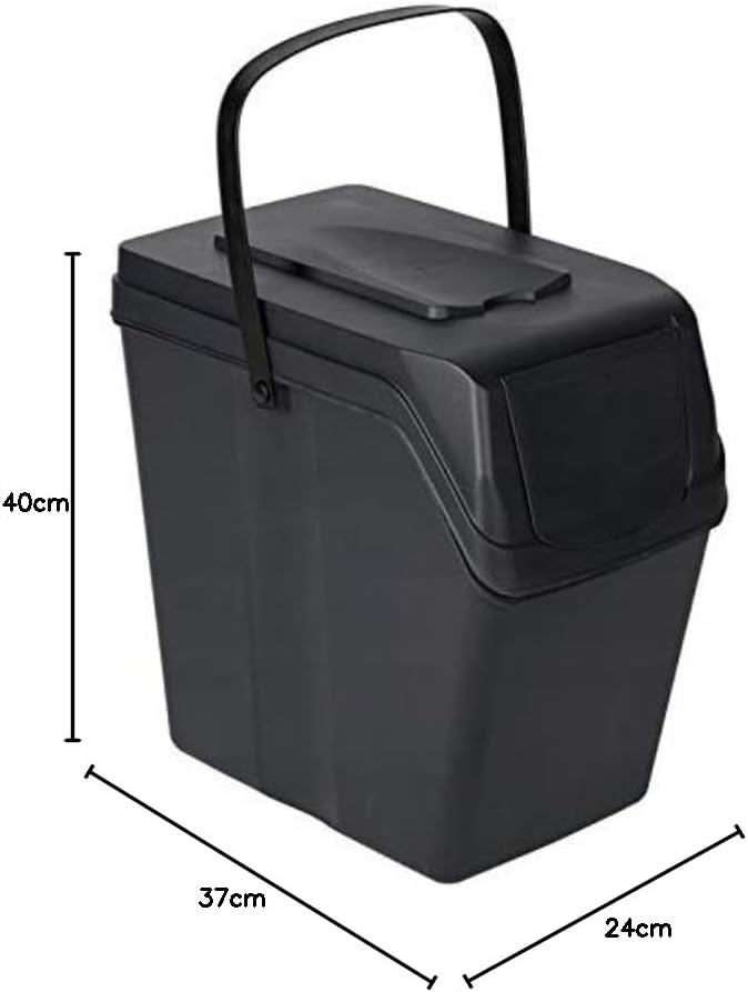 Prosperplast 5er Set Sortibox 125L Recyclingeimer aus Kunststoff in Anthrazit, 5x25L Anthrazit 5