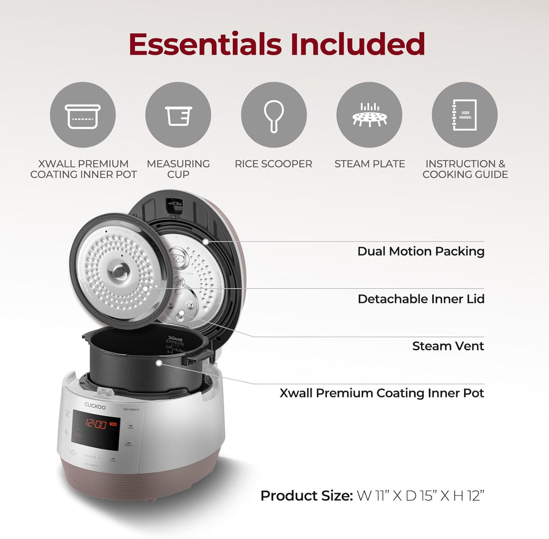 CUCKOO CMC-QSB501S ICOOK Q5 Premium Dampfdruck Multikocher 4750ml | 8in1 Multifunktionsgerät | Sprac