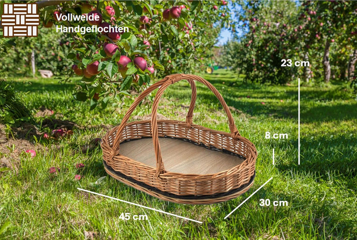 MyBer® Tablett Serviertablett Korb aus Weide für Obst Brot Gebäck Weidentablett Weidenkorb Tragekorb