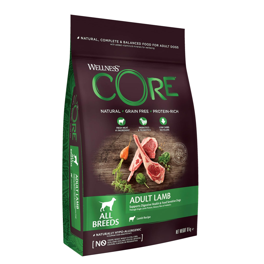 Wellness CORE Adult Lamb, Hundefutter trocken für eine gesunde Verdauung, getreidefrei, mit hohem Fl