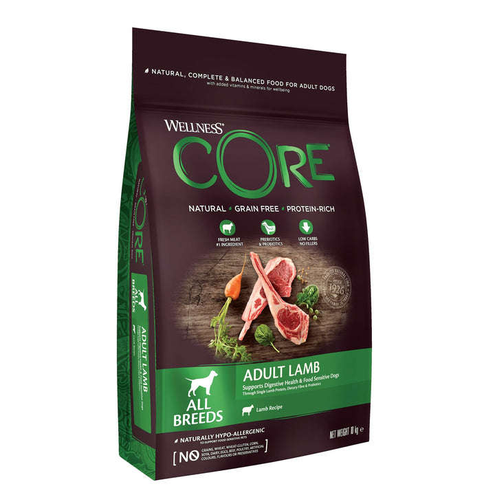 Wellness CORE Adult Lamb, Hundefutter trocken für eine gesunde Verdauung, getreidefrei, mit hohem Fl