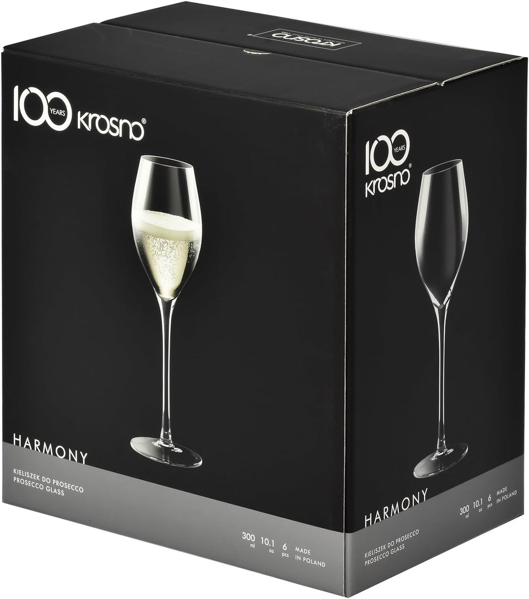 Krosno Champagnergläser Prosecco-Gläser | Set von 6 | 280 ML | Harmony Kollektion | Sektgläser Sektf