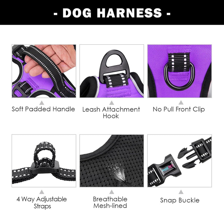 PHOEPET Hundegeschirre ohne Ziehen für kleine Hunde, reflektierend, verstellbare Front-Clip-Weste mi
